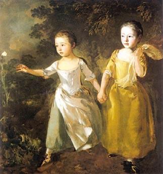 Thomas Gainsborough The Painter Daughters Chasing a Butterfly France oil painting art